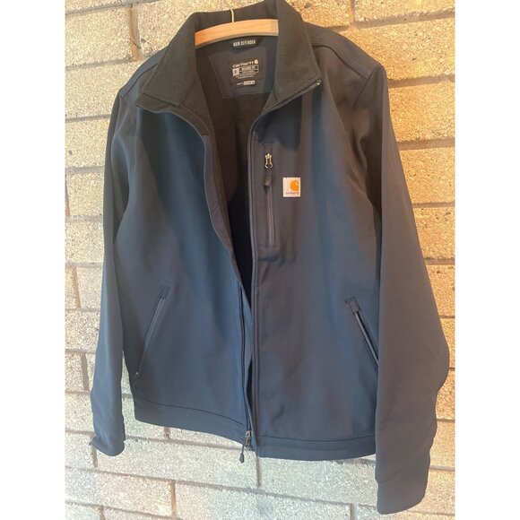 Carhartt Mens NWOT XL Rain Defender Soft Shell Jacket In Navy W Fleece Lining - Picture 2 of 11